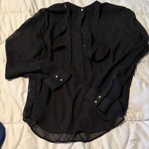 Ann Taylor Black Textured Blouse